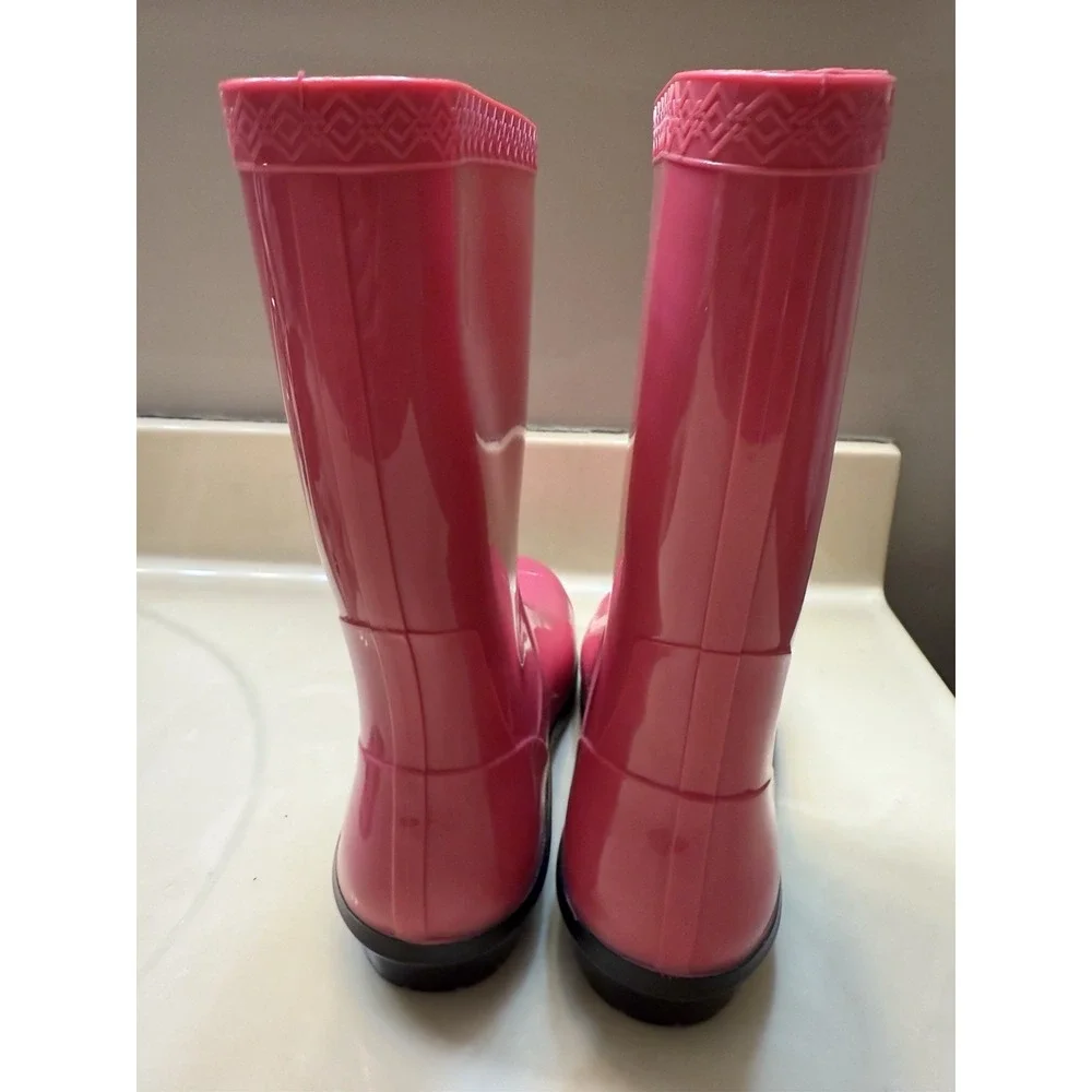 UGG Raana Pink Rubber Rain Boots Lined Outdoor Youth Girl's Size 5 (1014340K)
